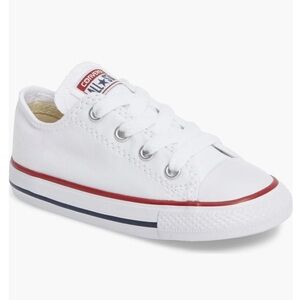 Converse Chuck Taylor Low Top Sneaker in White with Red and Blue Trim